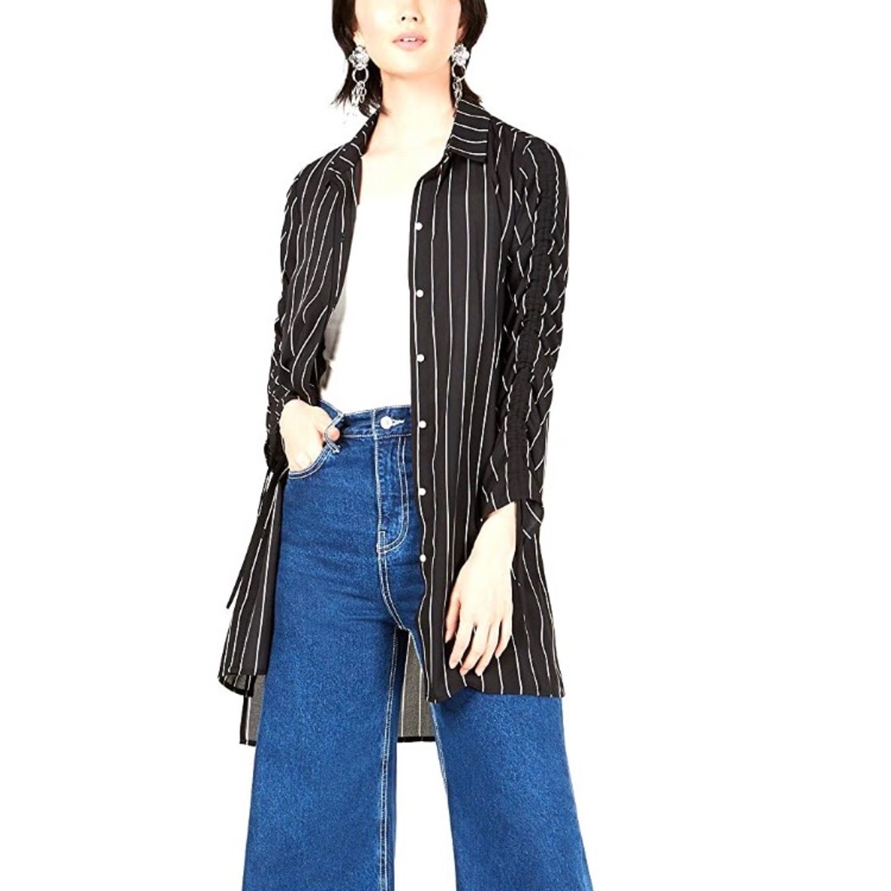 Bar III | Button Down Ruched Sleeves 3/4 Sleeve